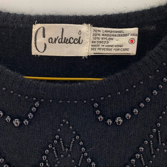 Carducci Vintage Lambswool Angora sweater size small black beaded - Picture 3 of 7